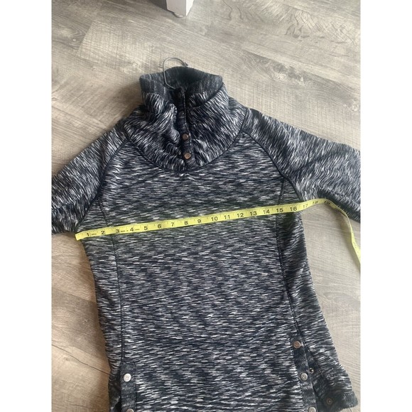 Avalanche Womens Sweatshirt Small Black Space Dye Fleece Snap Neck Pullover Soft - Picture 9 of 13